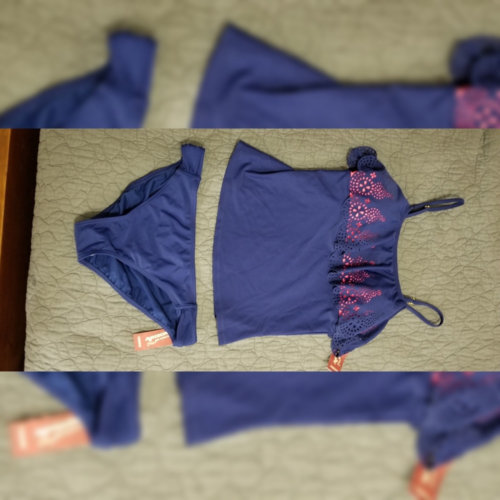 Women's two piece top and bottom swimsuit.
